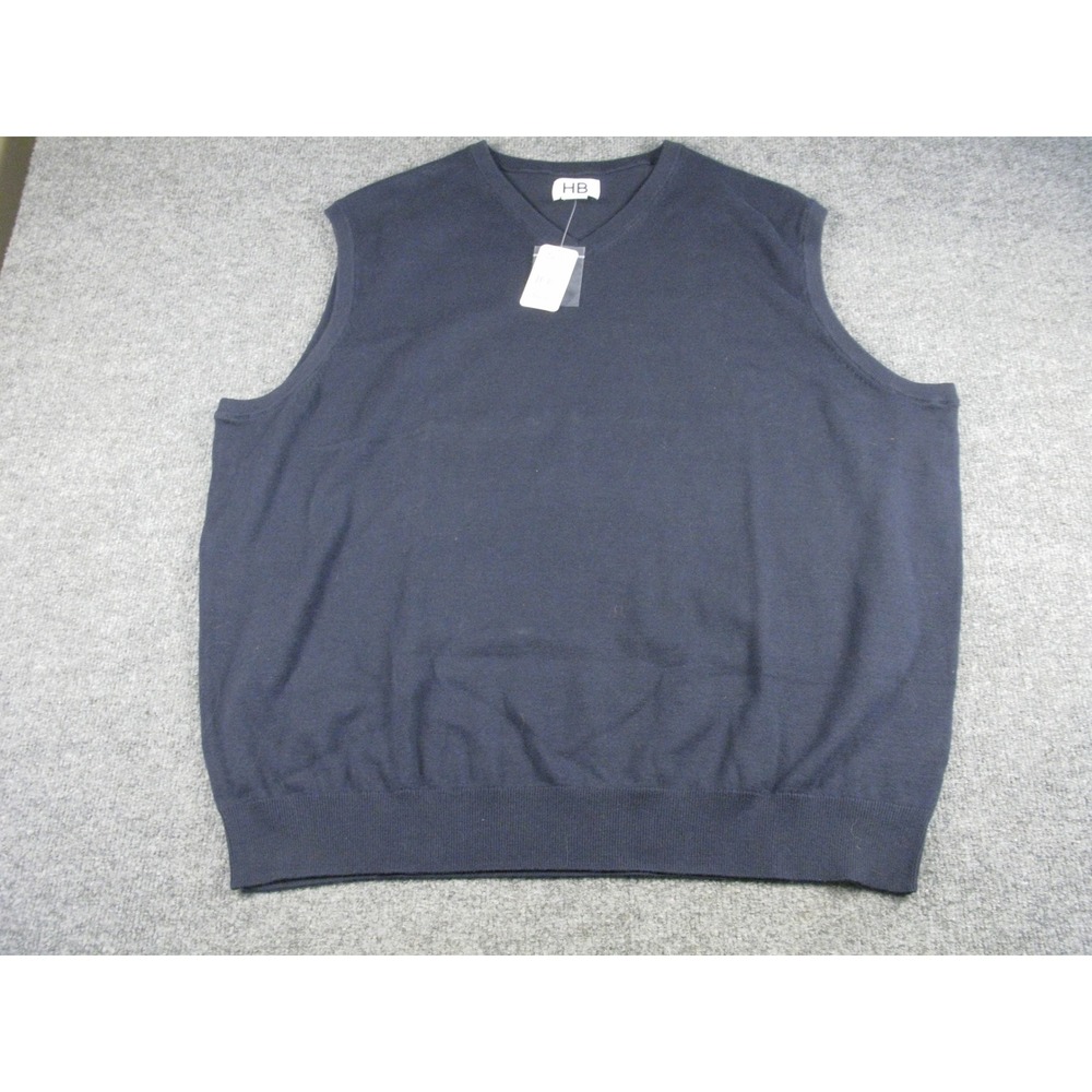 Harbor Bay Men's V‎ Neck Sweater Vest Dark Blue Size 2XL Cotton Classic #1956